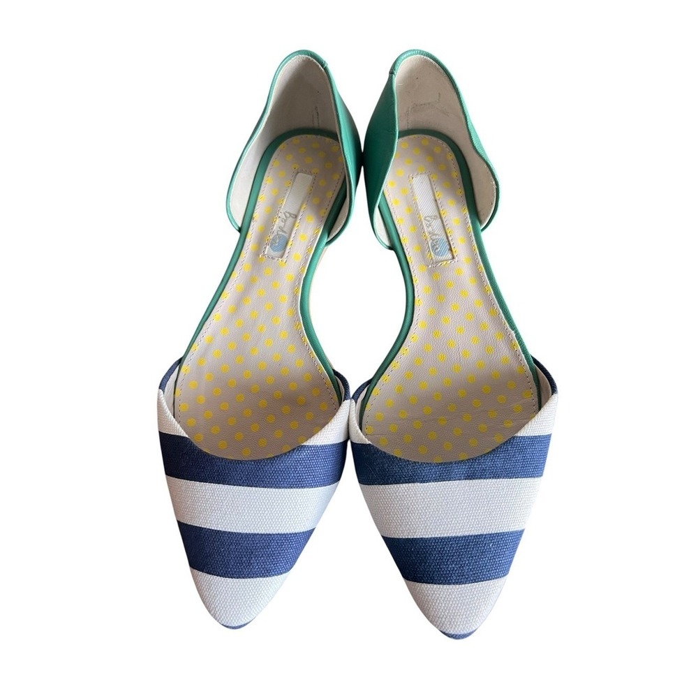 Boden Womens EU 39 US 8/8.5 D'Orsay Flats Navy White Nautical Stripe Pointed Toe